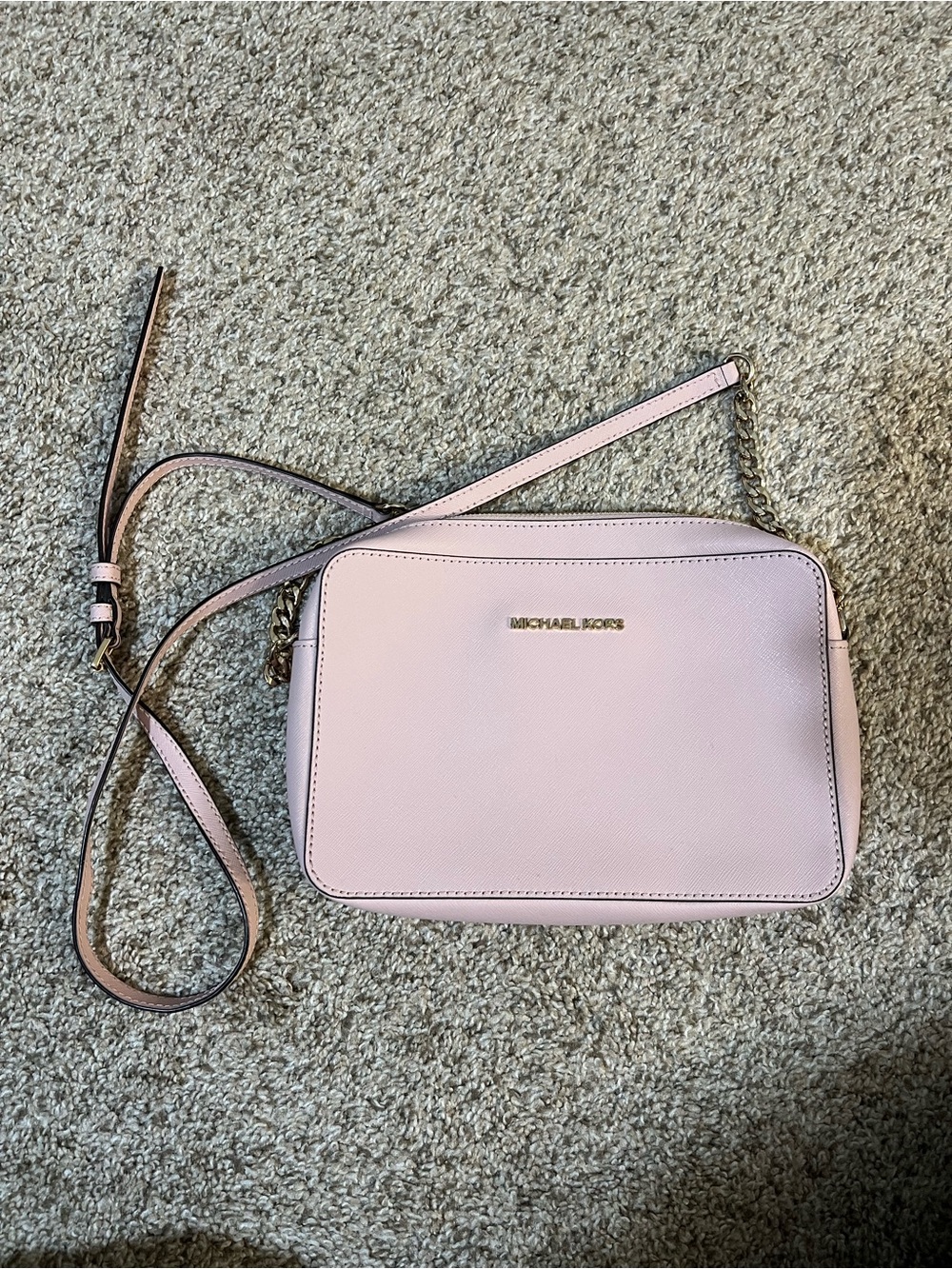 Michael Kors Light Pink Saffiano Crossbody Camera Bag